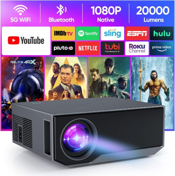 CoolEeve 20000 Lumen Beamer 1080P 5G WiFi Heimkino LED