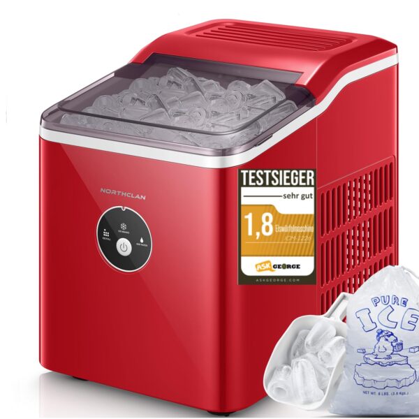 Eiswürfelmaschine 2024 rot 14kg 24h leise 120W