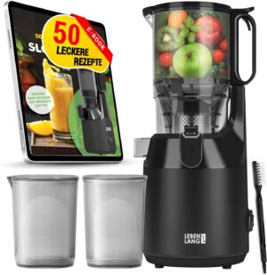 LEBENLANG Slow Juicer LL-130 BPA-frei Rezeptbuch