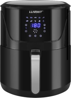 LLIVEKIT Heißluftfritteuse 7L Schwarz LED 1800W