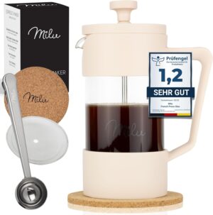 Milu French Press 350ml Beige Kaffeebereiter Glas