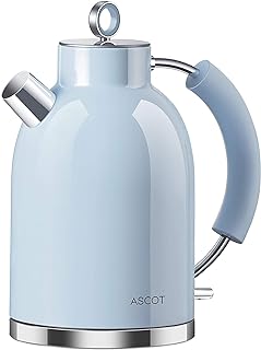 Retro Wasserkocher 1,5L Edelstahl Blau