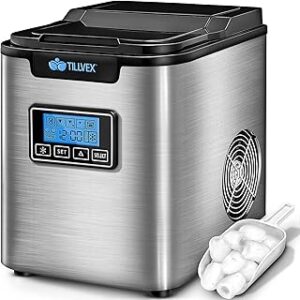 tillvex Eiswürfelmaschine 12kg Timer LCD Silber