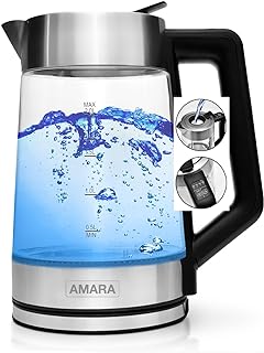 AMARA Glas-Wasserkocher 2200W 2L LED Temperaturwahl