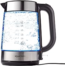 Amazon Basics Glas-Wasserkocher 1,7L 2200W Schwarz Silber