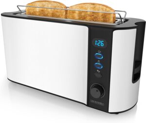 Arendo Toaster 2 Scheiben Edelstahl Weiß