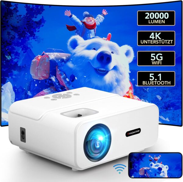 Beamer 20000 Lumen Full HD 1080P 4K Heimkino 5G WiFi