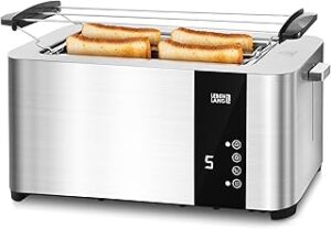 LEBENLANG 4er Langschlitztoaster 1400W LED Touch Edelstahl