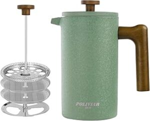 Poliviar 1L Thermo French Press Edelstahl Grün