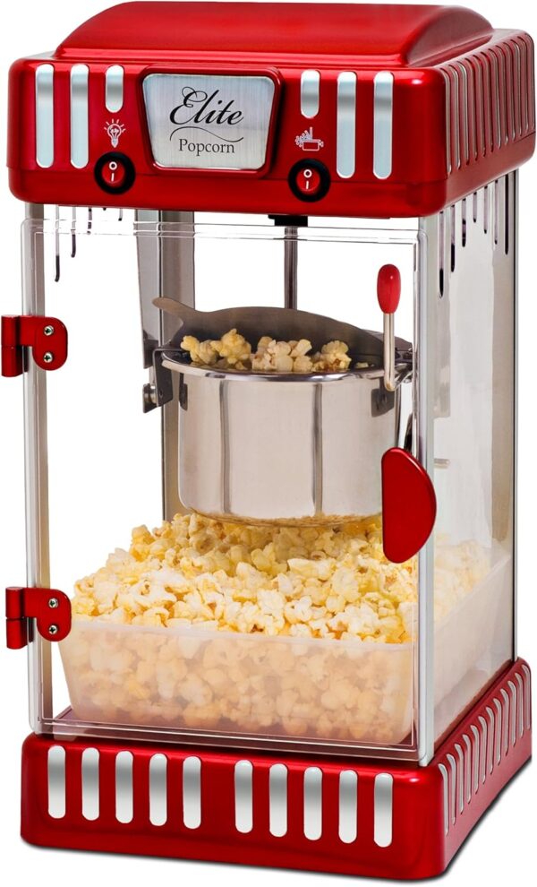 Retro Popcornmaschine 70g Rot Elite Gourmet EPM-250