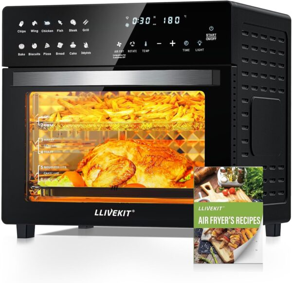 LLIVEKIT Heißluftfritteuse 26L Airfryer XXL 1700W LED