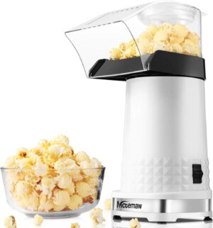 Nictemaw Popcornmaschine 1200W Fettfrei Weiß