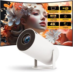 LYNCAST Mini Beamer 1080P 4K Android TV WiFi 6