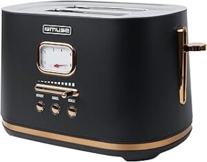 Retro Toaster Schwarz Edelstahl Muse MS-130