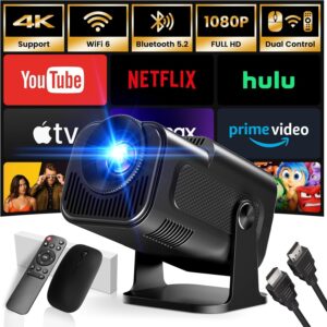 4K Mini Beamer mit WiFi und BT5 Schwarz