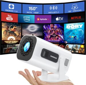 MENTECH Mini Beamer 4K HD WiFi6 Android TV 11