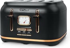 Retro-Toaster Schwarz 4 Scheiben Muse MS-131 BC