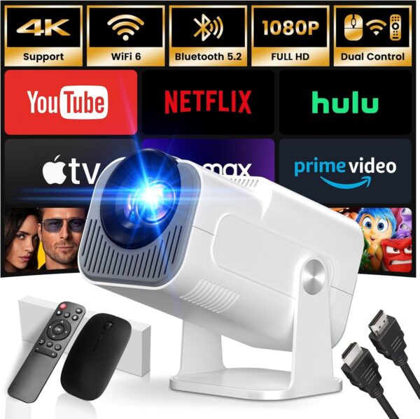 4K Mini Beamer WiFi BT5.0 Weiß