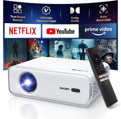 Aurzen Eazze D1 4K Heimkino Beamer, Weiß Aurzen Eazze D1 4K Beamer Weiß