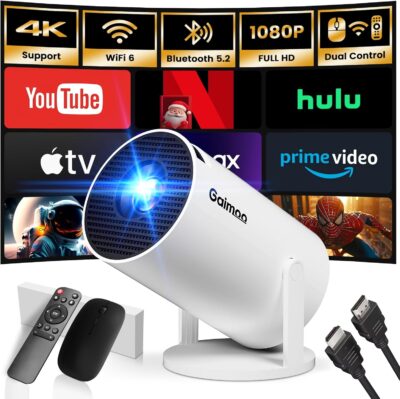 Mini Beamer 4K FHD 1080P, Dual WiFi, BT 5.0 4K Mini Beamer mit Dual WiFi und BT 5.0